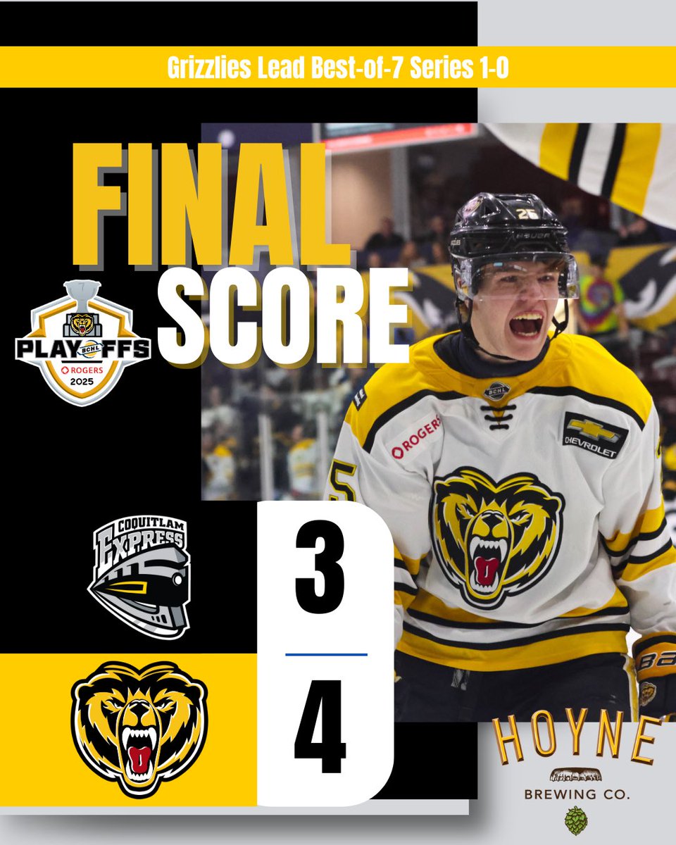 THAT’S HOW YOU START A SERIES‼️

We take game one and refocus for game two tomorrow night at 6:00 PM

🏒 Molson (1,2) Mackie (1) Pirtle (1)

⭐️ T. Molson
⭐️⭐️ L. Mackie
⭐️⭐️⭐️ C. McGilney

#bearcountry #thehuntstartsnow