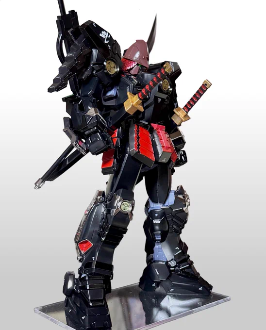 MG武者ガンダムMkーⅡ徳川家康 南蛮胴具足ver完成光沢トップコートで仕上げた和紙シールは使わず塗装デカールで少し情報量を増やしてみた#ガンプラ 