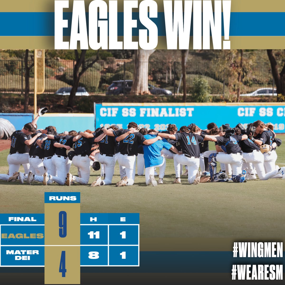 SMCHSBaseball's tweet photo. Eagles (10-5, 2-1) win the Trinity League Opening Series! 

WP- #brennanbauer 5.1 IP 4Ks 

#brodyschumaker 4-5 HR 2 RBI 1 SB
#andreowens 2-4 GS 4 RBI
#carterenoch 2-2 2B 1 RBI 1 SB

@AWRE_Sports capturing our homers! 

@SMCHSEagles @SMCHSAthletics 

#wingmen #wearesm https://t.co/4sQioGerpI