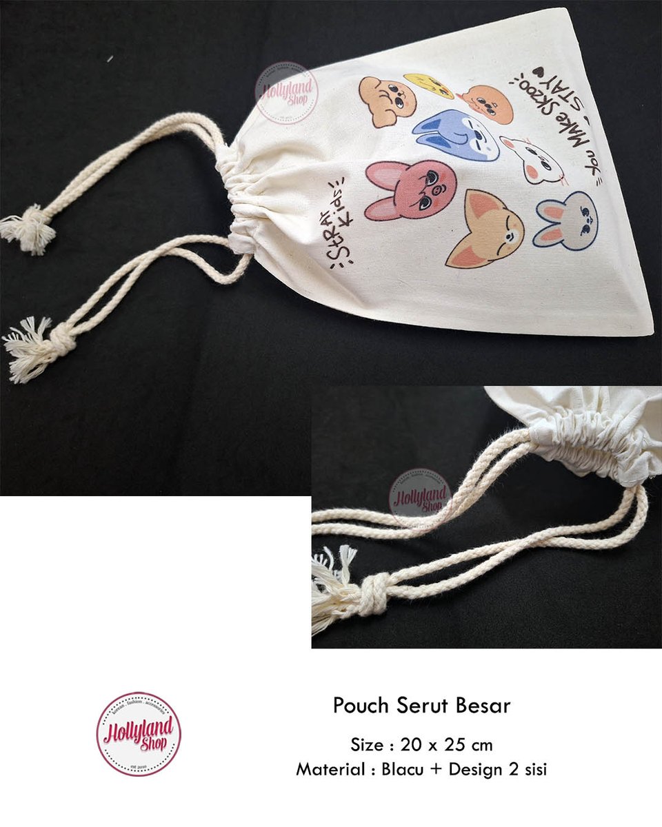 HollylandShop's tweet image. Ready stock
Pouch Serut Besar
.
Size : 15 x 20 cm
Material : Blacu + Design Print 2 Sisi
.
#pouchkpop #tasserut #Drawstringpouch #Pouchserut #straykids #skzoo
