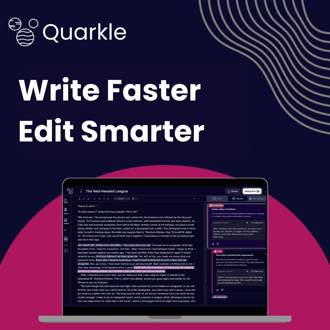 QuarkleAI's tweet photo. Write Faster, Edit Smarter https://t.co/TP8v6SkPAd