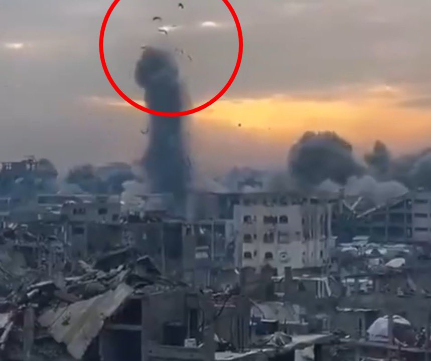 josephMuztich's tweet image. Humanity has never seen anything like this!

Corpses of innocent people flying in the air because of bombs dropped on their houses.
