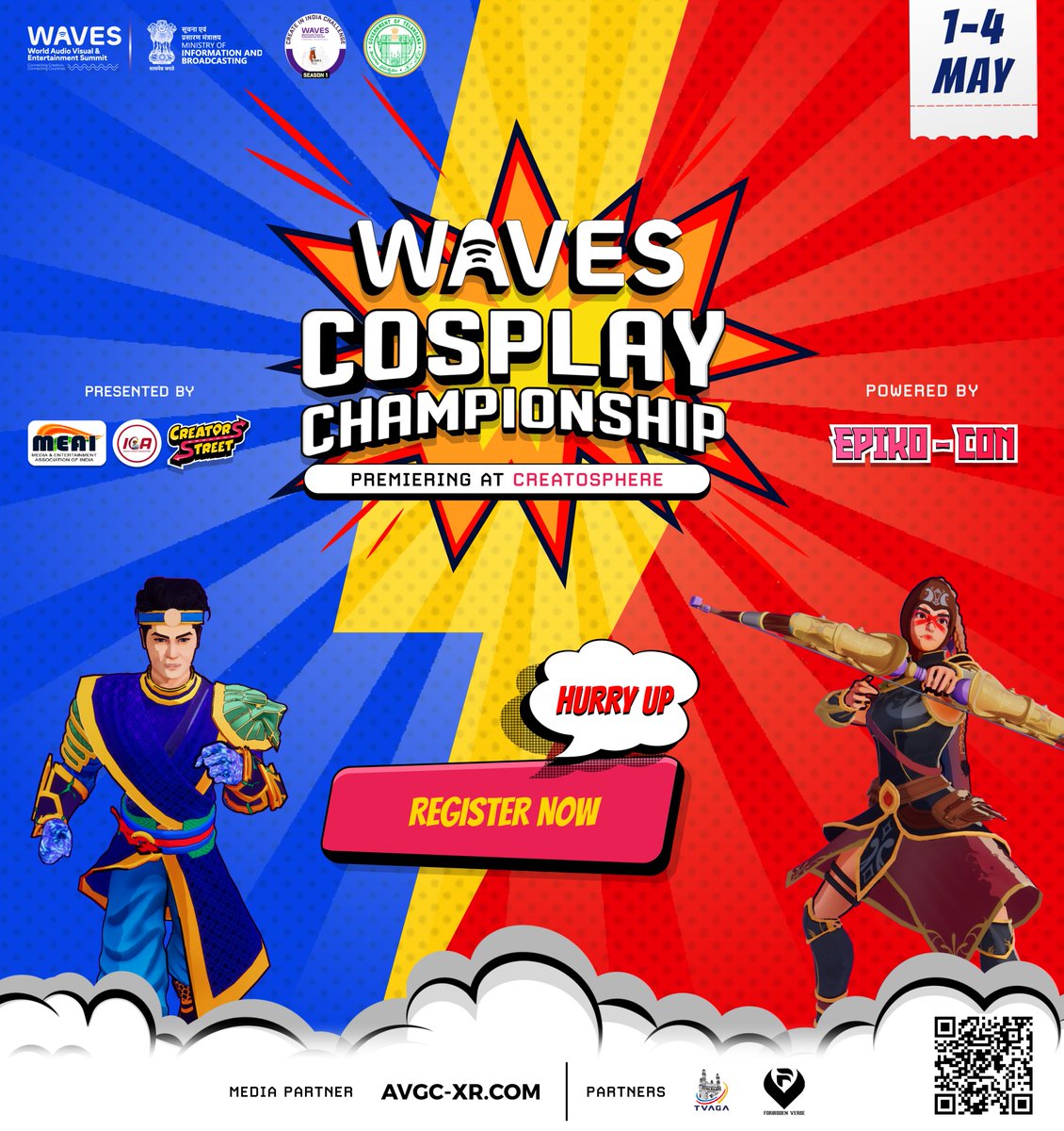 🎭✨ COSPLAYERS, TIME IS TICKING! ✨🎭

Registrations for #WAVES Cosplay Championship 2025 are LIVE and spots are filling FAST! ⏳🔥

This is YOUR moment to SHINE! 💥👑

📍 Jio World Convention Centre
📅 May 1-4, 2025
📝 Register before April 7: creatorsstreet.in