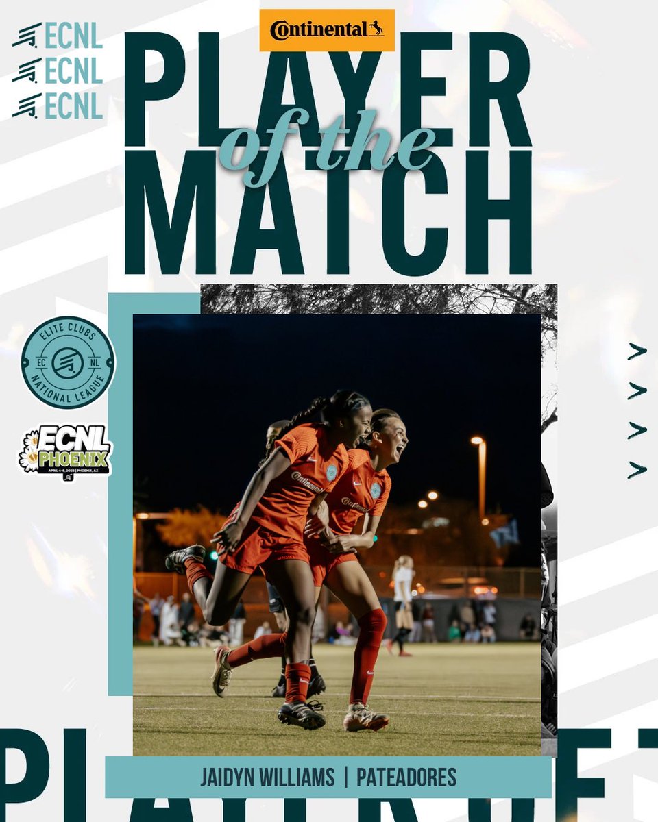 ECNLgirls's tweet photo. Two goals for East earned Jaidyn Williams the ECNL Continental Tire NSG Player of the Match 👑 in Phoenix #ECNLPHX https://t.co/3ipwleoyaq
