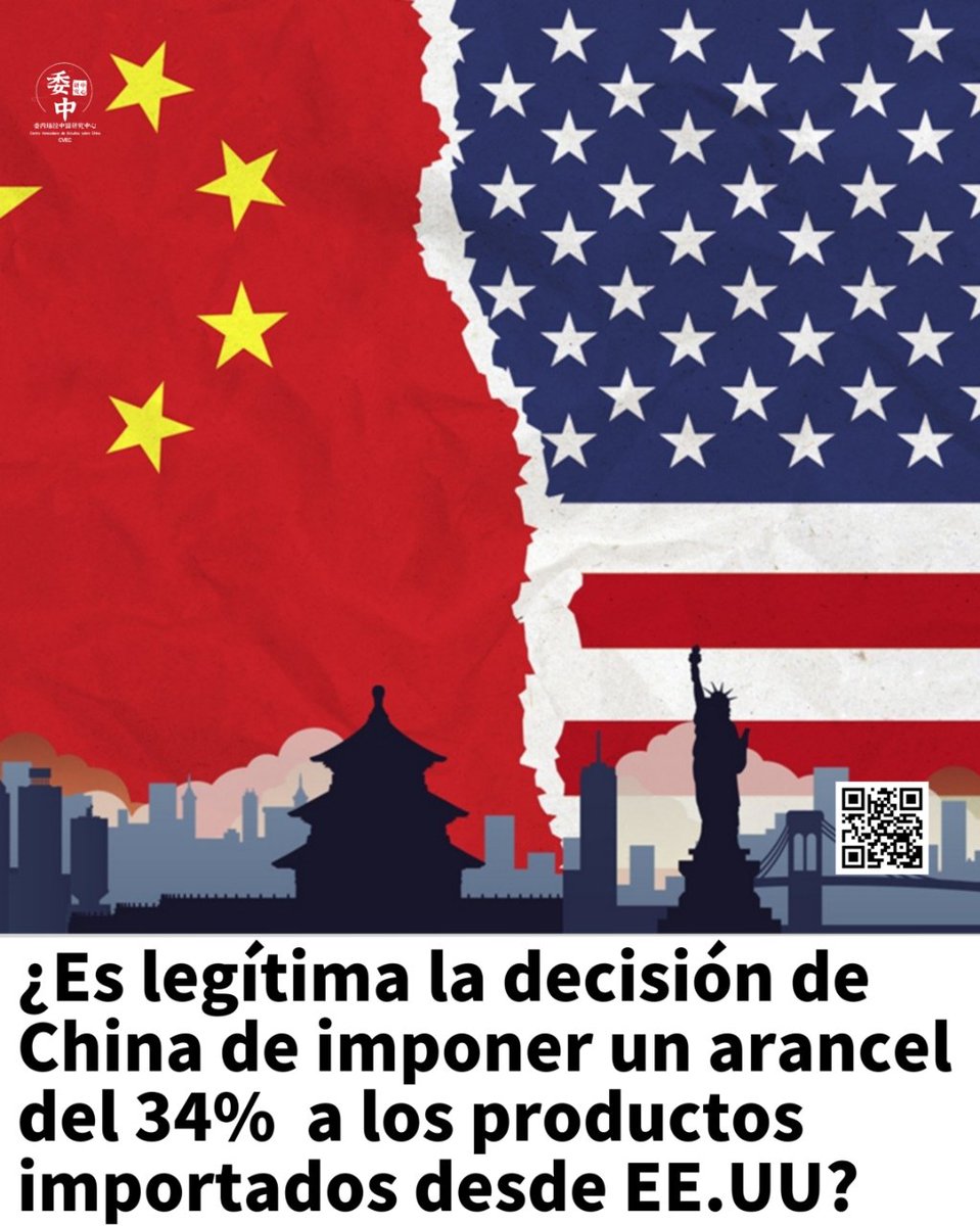 🇨🇳 🤝🏻 🇻🇪 CVEC ¿Consideras que la decisión de China de imponer un arancel del 34% a los productos importados desde Estados Unidos es una respuesta legítima y justificada, después de que Trump impusiera un arancel del igual porcentaje?

instagram.com/p/DICoQa3sUfs/…