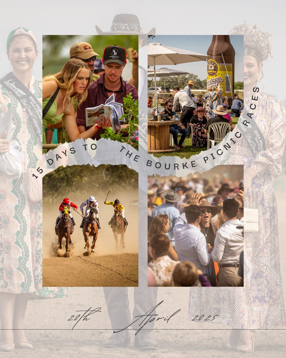 BourkeRaceClub's tweet photo. And the countdown is on, only 15 days to race day!!!! 

Are you ready for an amazing Easter Sunday at the Back’O’Bourke Picnic Races for the 10th Anniversary of the Harry Hart Cup 😍🏆🏇 https://t.co/hYm63DGKk7
