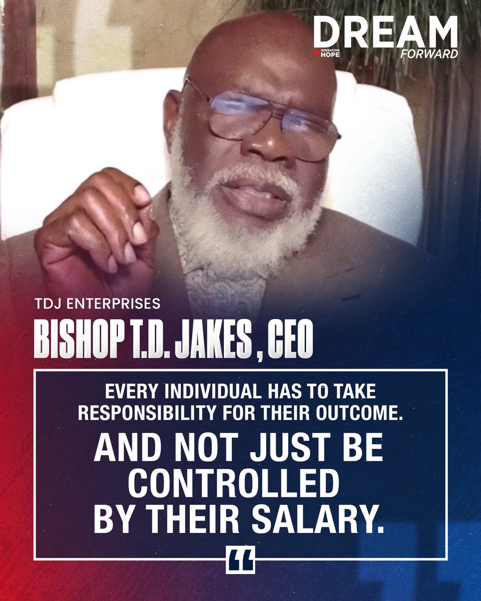 OperationHOPE's tweet image. ”Mindsets control assets.” @BishopJakes shares powerful words in our April 4th Dream Forward event.

#DreamForward #OperationHOPE #InclusiveEconomics #LeadershipForChange