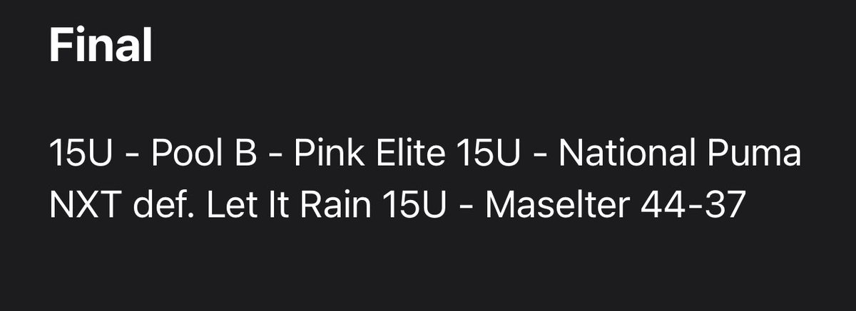 2028 National Puma NXT defeat Let it Rain 💪 <a href="/PRO16G/">NXTPRO Girls League</a>