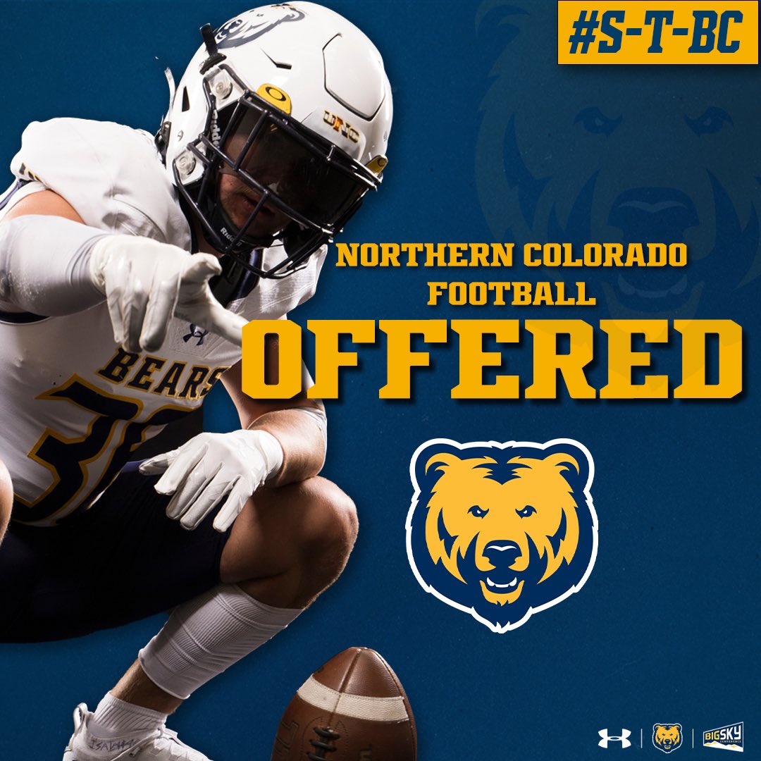 Graham Broughton (@g_s_broughton) on Twitter photo I am honored to receive a D1 offer from The University of Northern Colorado! 🐻
<a href="/GoValorFootball/">Valor Christian Football</a> <a href="/Coach_Sanford2/">Coach Mike Sanford</a> <a href="/zachwilsonvalor/">Zach Wilson</a> <a href="/cjrecruiting2/">CJ Recruiting + AURA Sports</a> <a href="/KohlsSnapping/">Kohl's Snapping Camps</a> <a href="/Coach_Casper/">Coach Casey Casper</a> <a href="/UNC_BearsFB/">Northern Colorado Football</a> <a href="/CoachPazak/">James Pazak</a> I am honored to receive a D1 offer from The University of Northern Colorado! 🐻
<a href="/GoValorFootball/">Valor Christian Football</a> <a href="/Coach_Sanford2/">Coach Mike Sanford</a> <a href="/zachwilsonvalor/">Zach Wilson</a> <a href="/cjrecruiting2/">CJ Recruiting + AURA Sports</a> <a href="/KohlsSnapping/">Kohl's Snapping Camps</a> <a href="/Coach_Casper/">Coach Casey Casper</a> <a href="/UNC_BearsFB/">Northern Colorado Football</a> <a href="/CoachPazak/">James Pazak</a>