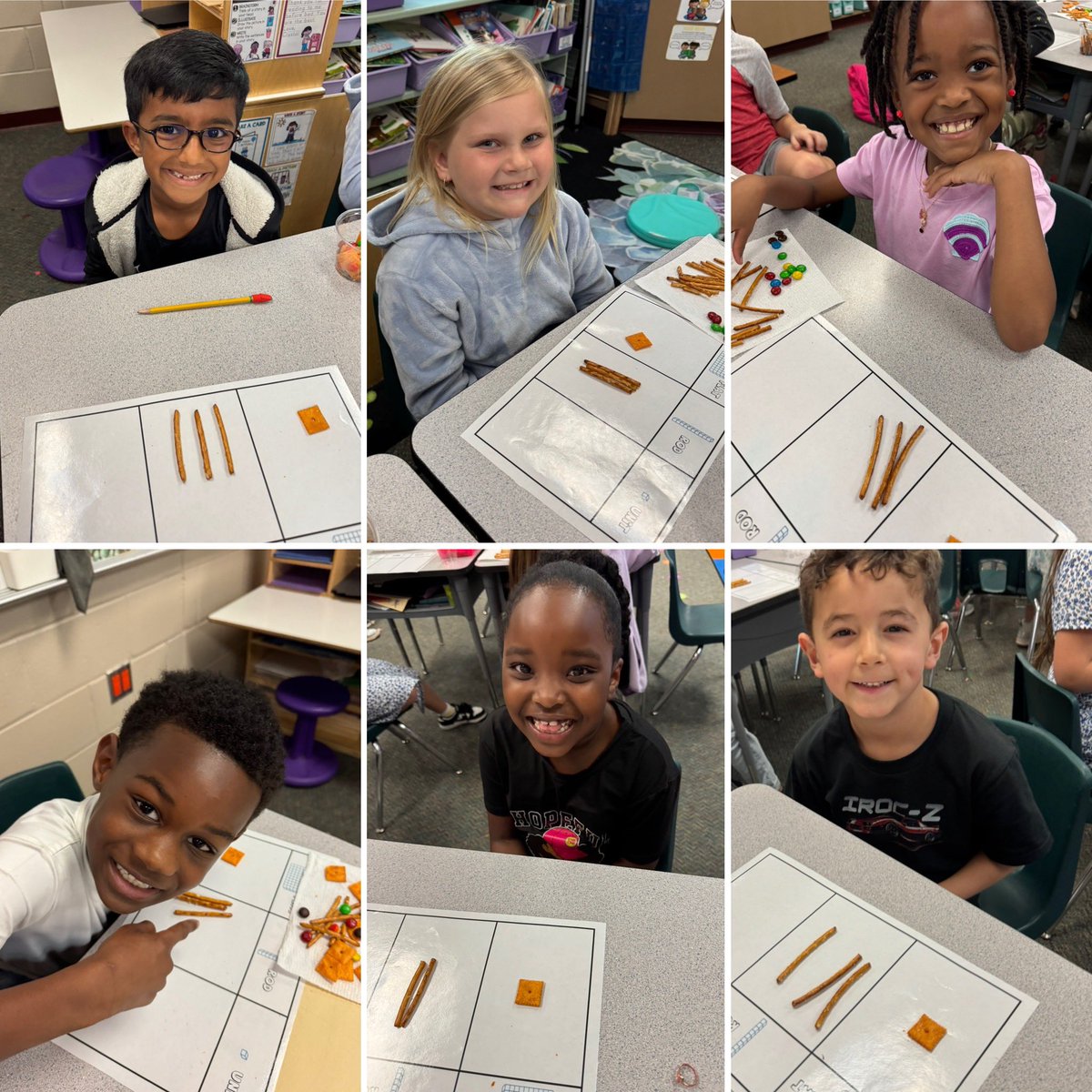 MsGoodrumsClass's tweet photo. We’ve been practicing our place value and what better way than using our snacks? 😋 Hundreds, tens, and ones, then we practiced adding and subtracting with them before eating! 🥨#memorymakers #eseSOAR 🦅@HumbleISD_ESE https://t.co/ahsfLfLIKF