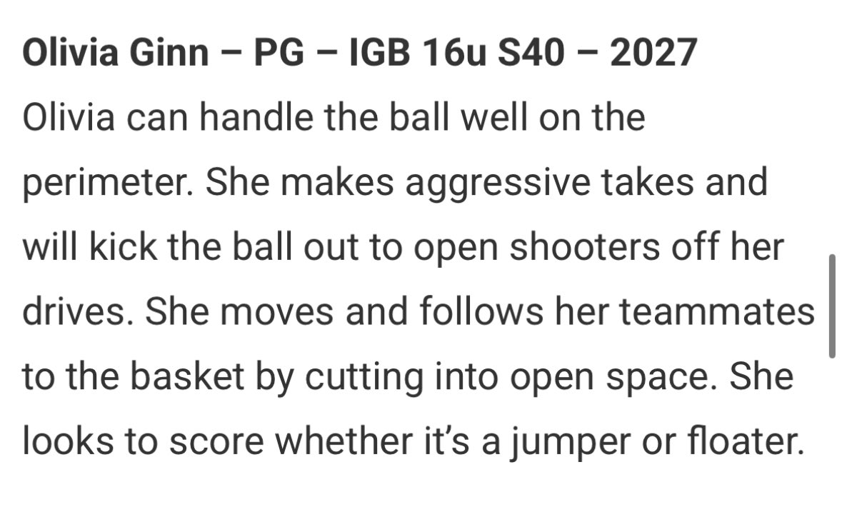 Olivia Ginn (@oliviaginn2027) on Twitter photo Thank you <a href="/JrAllStarIN/">Indiana Jr. All-Star GBB</a> for the write up from the Proving Ground. <a href="/SelectEventsBB/">Select Events Basketball</a> <a href="/IGB_16U_S40_EPP/">IGB 16U S40 EPP</a> <a href="/IGB_Hoops_News/">๐ฐ๐ฎ๐ฉ ๐ต๐๐๐</a> Thank you <a href="/JrAllStarIN/">Indiana Jr. All-Star GBB</a> for the write up from the Proving Ground. <a href="/SelectEventsBB/">Select Events Basketball</a> <a href="/IGB_16U_S40_EPP/">IGB 16U S40 EPP</a> <a href="/IGB_Hoops_News/">๐ฐ๐ฎ๐ฉ ๐ต๐๐๐</a>