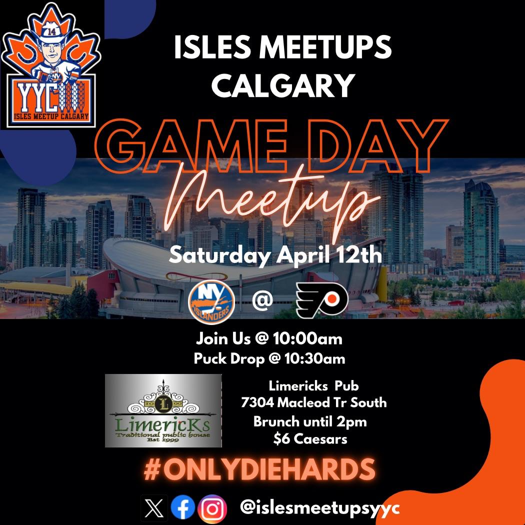 Isles Meetup Calgary (@islesmeetupsyyc) on Twitter photo 🚨🚨🚨MEETUP ALERT🚨🚨🚨Here we go again getting the gang back for one last time this season! Always a battle with the <a href="/NHLFlyers/">Philadelphia Flyers</a>. Early start with brunch on the menu <a href="/YYCBestPubs/">Calgarys Best Pubs</a> Limericks Public House!
<a href="/IslesMeetups/">X-Isles Meetups</a> <a href="/NYIslanders/">New York Islanders</a>
<a href="/IslesMSGN/">Isles on MSGSN</a> <a href="/Thomas_Hickey14/">Thomas Hickey</a>
🟦⬜️🟧🤠🇨🇦 🚨🚨🚨MEETUP ALERT🚨🚨🚨Here we go again getting the gang back for one last time this season! Always a battle with the <a href="/NHLFlyers/">Philadelphia Flyers</a>. Early start with brunch on the menu <a href="/YYCBestPubs/">Calgarys Best Pubs</a> Limericks Public House!
<a href="/IslesMeetups/">X-Isles Meetups</a> <a href="/NYIslanders/">New York Islanders</a>
<a href="/IslesMSGN/">Isles on MSGSN</a> <a href="/Thomas_Hickey14/">Thomas Hickey</a>
🟦⬜️🟧🤠🇨🇦
