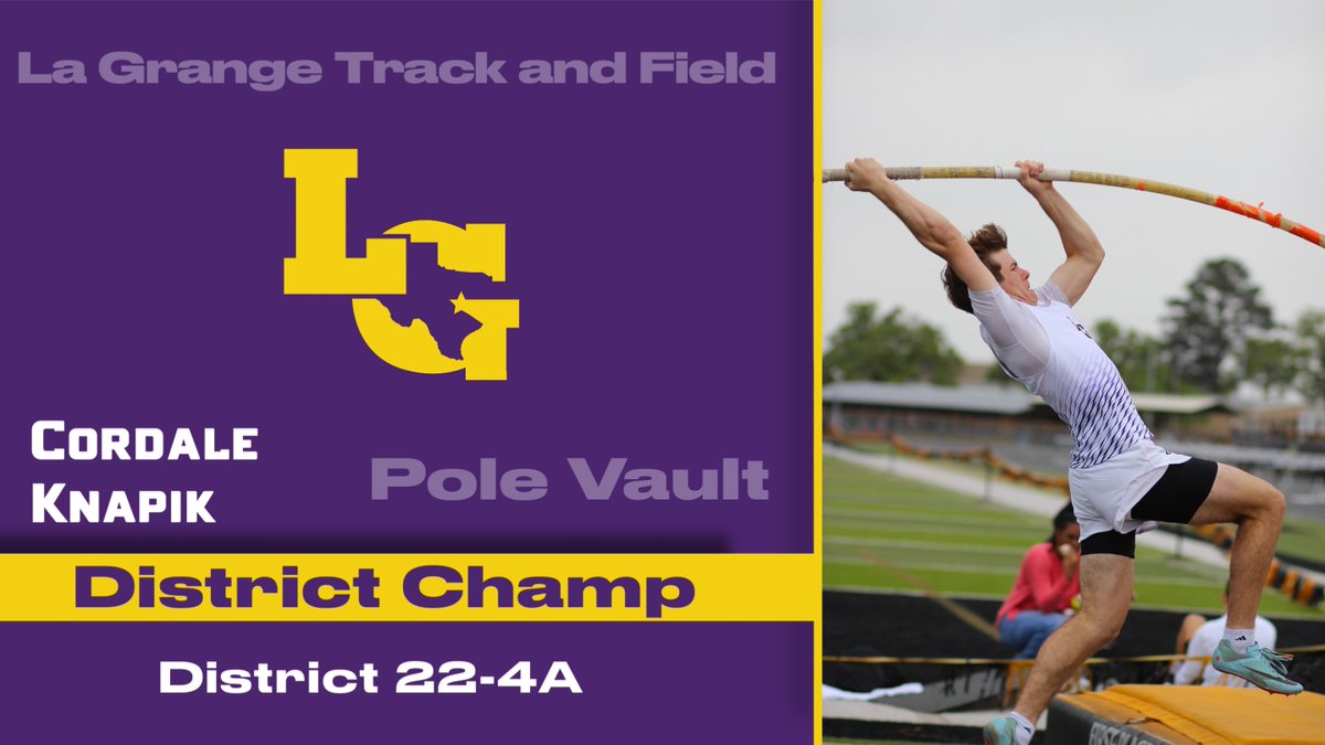 Congrats to our District 22-4A Champion in Pole Vault Cordale Knapik!! Cordale vaulted 13'6 to bring home the District Championship!