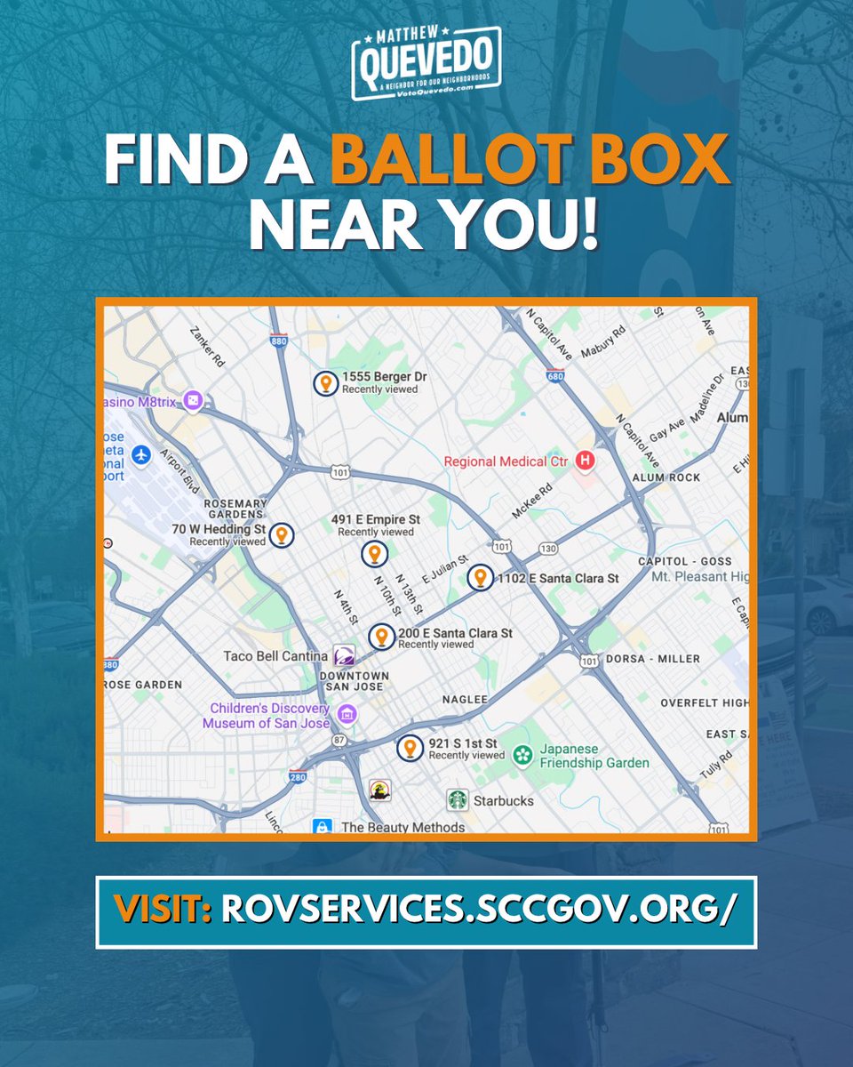 We're down to the wire with only four days left until the April 8th election. Have you voted yet? Be sure to drop your ballot in a ballot box on or before Election Day. Find a location near you at rovservices.sccgov.org
