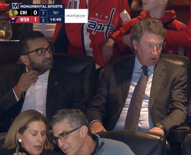 Of course Gretzky is sitting with Kash Patel at the Caps game watching Ovi tie his goal record