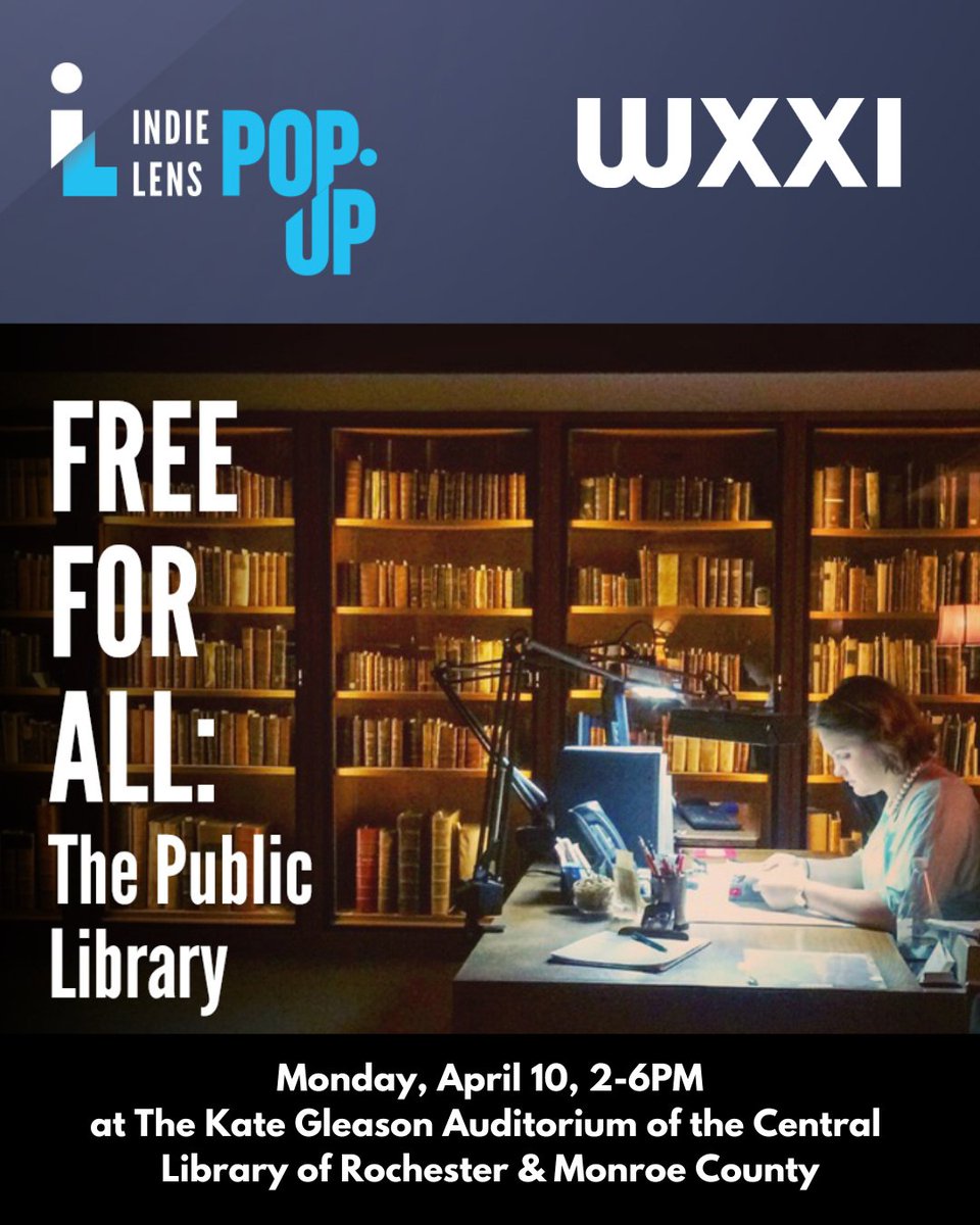 edoutreach21's tweet photo. Join WXXI for a special FREE screening at the Central Library of "Free for All: The Public Library", a film that looks at how public libraries shaped the country and continue to serve Americans everywhere, followed by a panel discussion and tours. Details: https://t.co/ltnBr8vAcJ https://t.co/v8sZMmIVUz