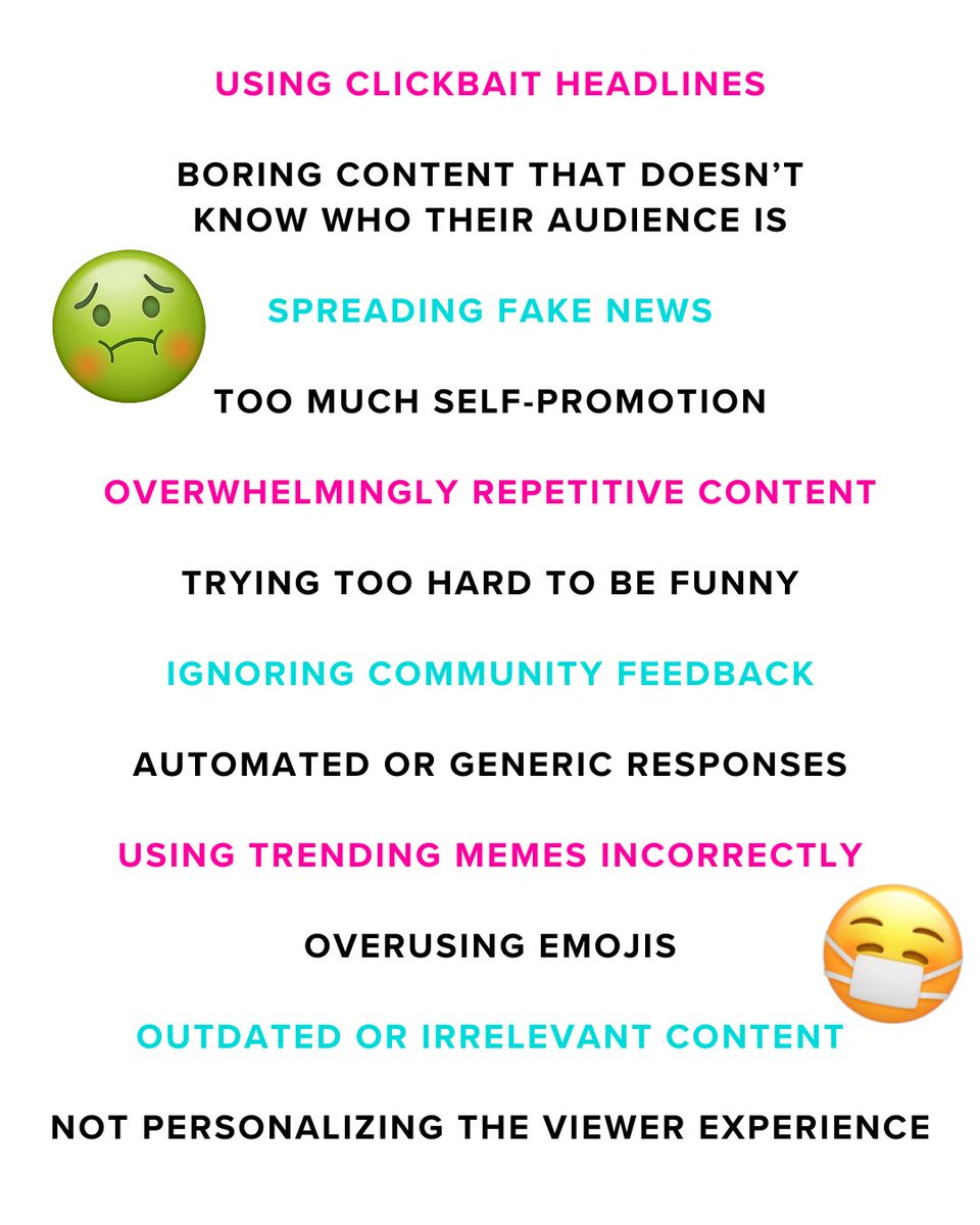 AmrDigital's tweet image. Our 12 Social Media Icks 🙅🏼‍♀️🚨⁠ (and the reasons you’re probably losing followers, according to @neilpatel’s study from 18,392 survey respondents)

What’s YOUR biggest social media ick that gets an immediate unfollow from you? 👇🏼⁠

#AMRDigital #SocialMediaAgency # #TheIck