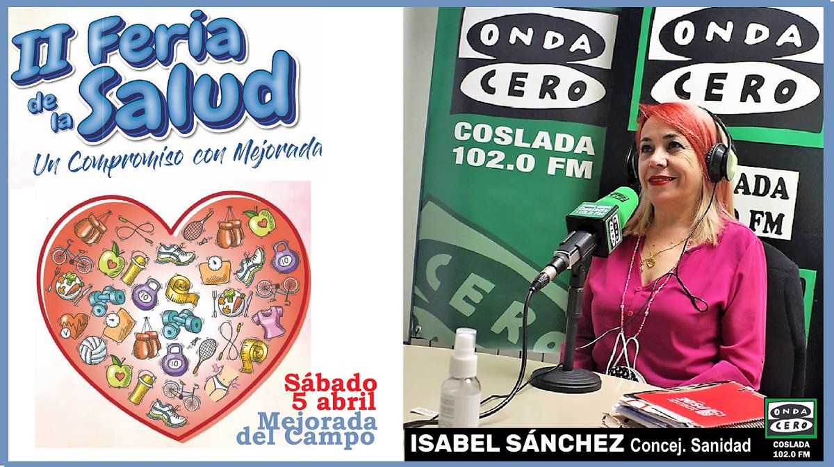 Onda Cero Coslada (@ondacerocoslada) on Twitter photo ENTREVISTA Isabel Sánchez, concejala Salud
Sábado 5 abril, II FERIA DE LA SALUD en MEJORADA DEL CAMPO
Enlace
facebook.com/share/v/1AGVLf…
<a href="/OndaCeroCoslada/">Onda Cero Coslada</a> 102.0 FM
<a href="/AytoMejorada/">Ayuntamiento de Mejorada del Campo</a> <a href="/_jorge_capa/">Jorge Capa</a> ENTREVISTA Isabel Sánchez, concejala Salud
Sábado 5 abril, II FERIA DE LA SALUD en MEJORADA DEL CAMPO
Enlace
facebook.com/share/v/1AGVLf…
<a href="/OndaCeroCoslada/">Onda Cero Coslada</a> 102.0 FM
<a href="/AytoMejorada/">Ayuntamiento de Mejorada del Campo</a> <a href="/_jorge_capa/">Jorge Capa</a>