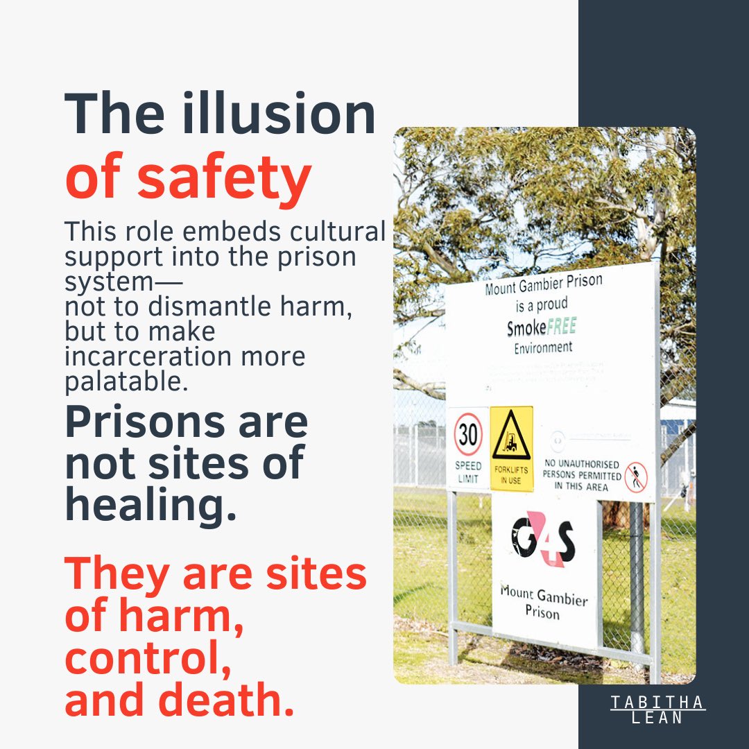 haveachattabs's tweet photo. This role doesn’t dismantle the system—it helps it manage and expand. AND this is why you CANNOT change the system from within. 

Swipe through for an abolitionist breakdown of why this job is not a step toward justice.

#AbolishPrisons #JusticeNotJails #EndCarceralColonialism
🧵 https://t.co/V8thS8nG0j