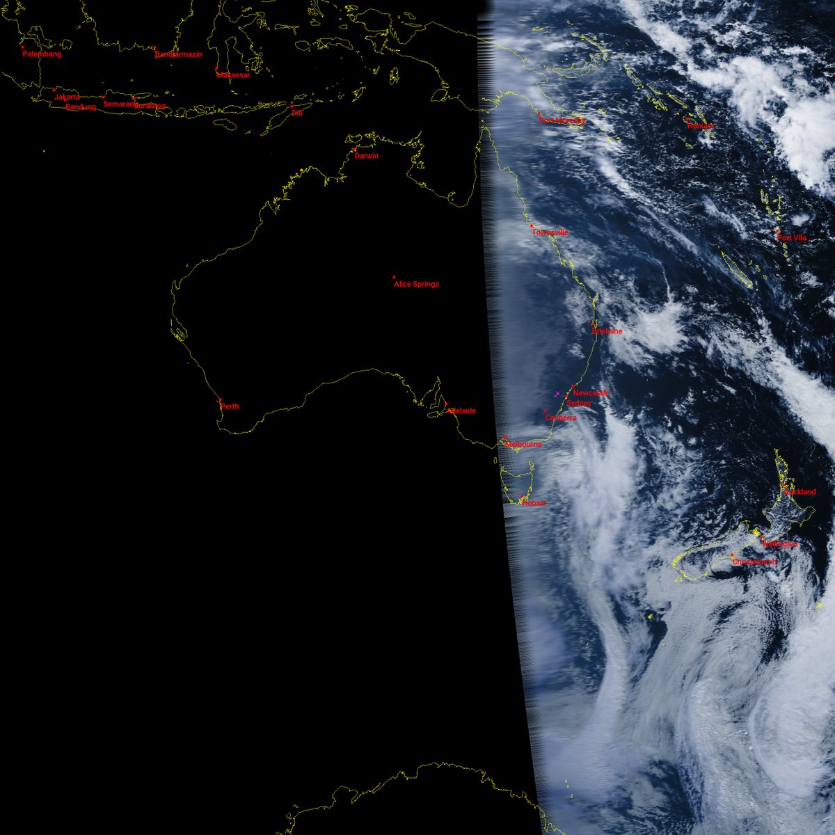 BenSKlerk1's tweet photo. #GOES18 (0UTC) 11am AEDT 5 April
#Hinawari9 rebroadcast (0:10UTC)
#ElektroL4 (0:30UTC)
#Satdump, #DiscoveryDish, #Airspy mini
#weather #LRIT #HRIT #Satellite #Australia #NewZealand #USA #Globe #Earth https://t.co/FJc35edKRE