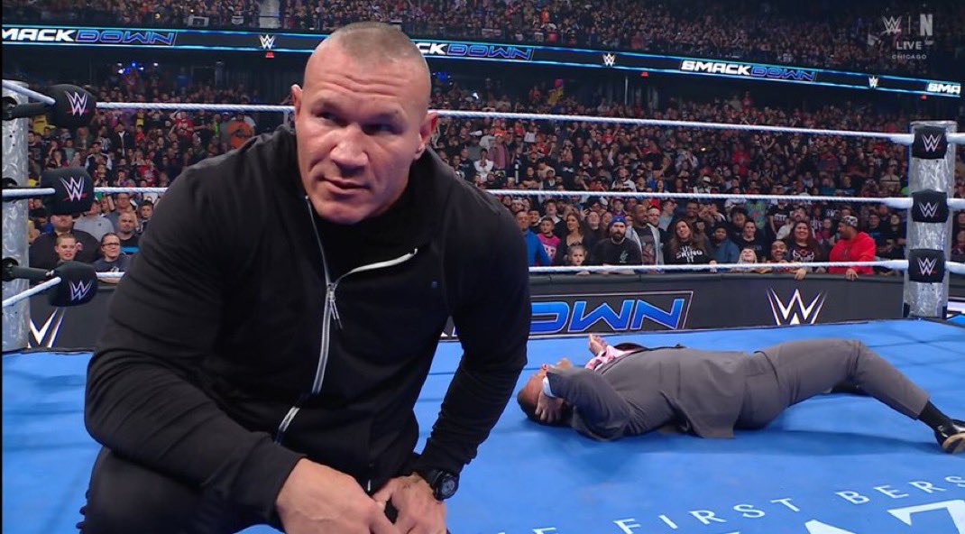 SKWrestling_'s tweet photo. Throwback to 2023 when Randy Orton paid a double fine to Nick Aldis in advance for the "next time" 👀 
#WWE #SmackDown https://t.co/50RMfrUTEU