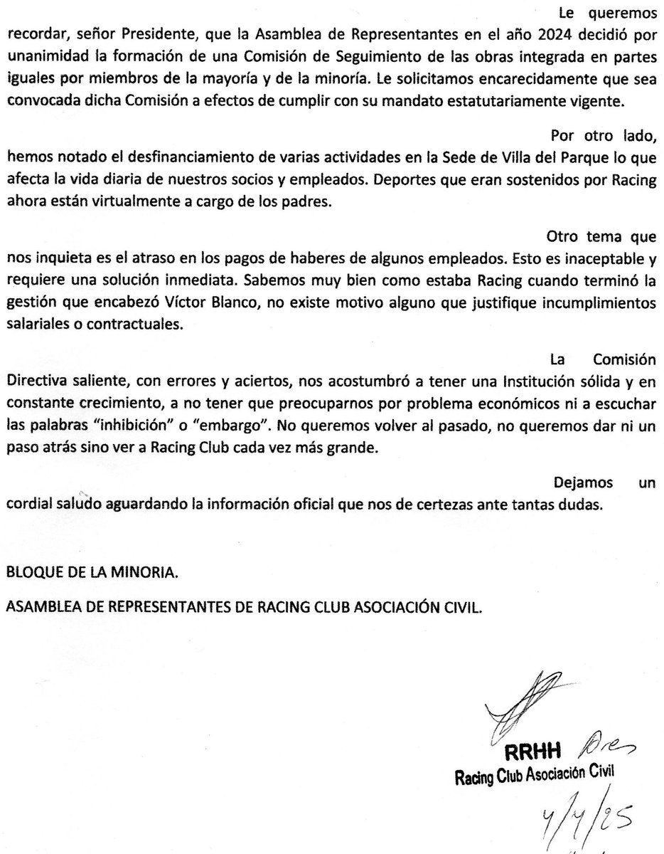 Presentación de <a href="/AsambleistasRC/">Asambleístas x la minoría Racing Club</a> en la sede de Avellaneda....
