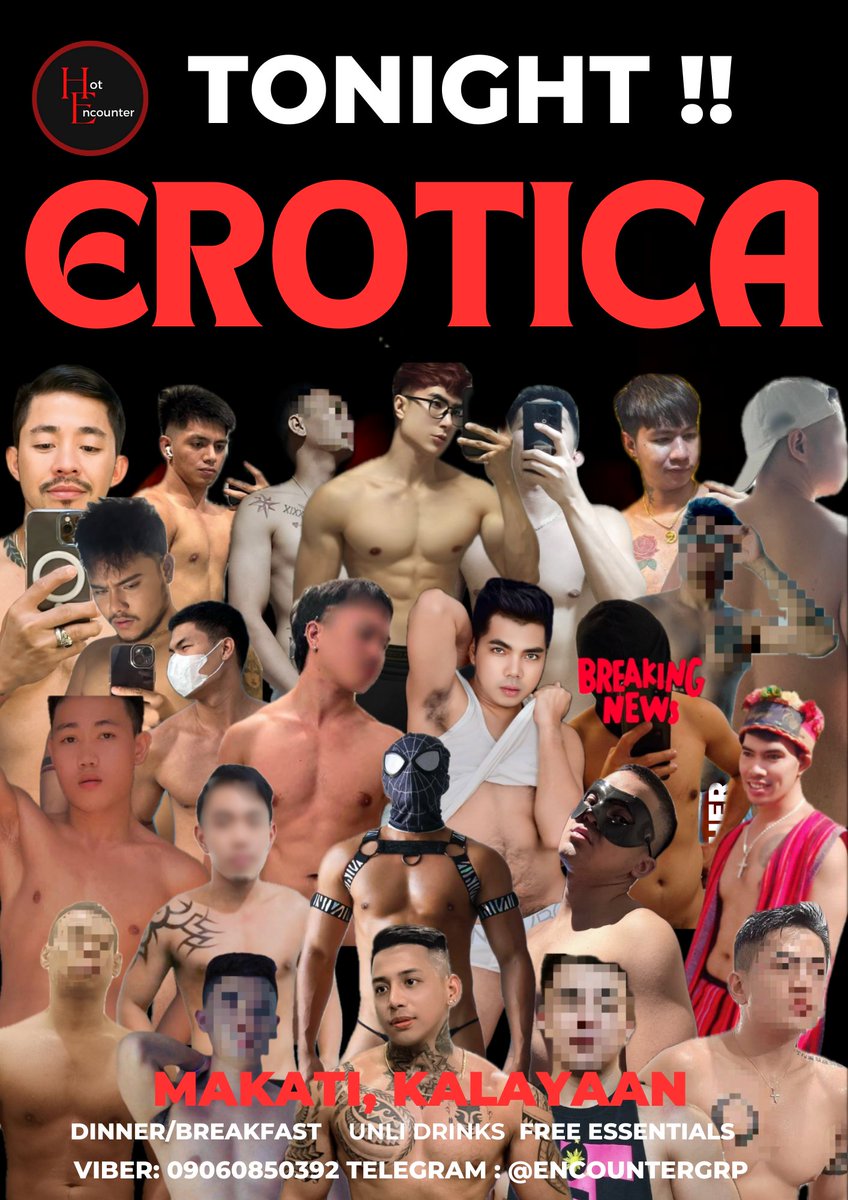HotEncounterGrp (@encountergrp) on Twitter photo ๐ฃ ๐ง ๐ข ๐ก ๐ ๐ ๐ ๐ง !!!
"๐๐๐๐๐๐พ๐ผ"
Twink, Twunk , Daddy's and Muscled Guys (ALL BODY TYPES ARE WELCOME)
Come and join us as we open doors for another event to remember this April 5 together with content creators. ๐ญ
๐
APRIL 5, 2025 (SATURDAY)
๐MAKATI, KALAYAAN ๐ฃ ๐ง ๐ข ๐ก ๐ ๐ ๐ ๐ง !!!
"๐๐๐๐๐๐พ๐ผ"
Twink, Twunk , Daddy's and Muscled Guys (ALL BODY TYPES ARE WELCOME)
Come and join us as we open doors for another event to remember this April 5 together with content creators. ๐ญ
๐
APRIL 5, 2025 (SATURDAY)
๐MAKATI, KALAYAAN