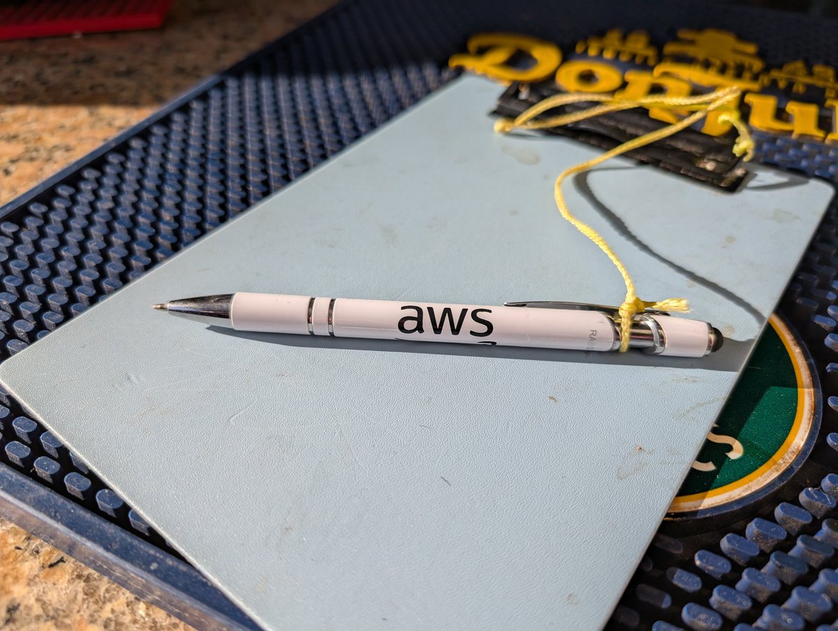 You know you're in the Bay Area when the bar uses an AWS pen.