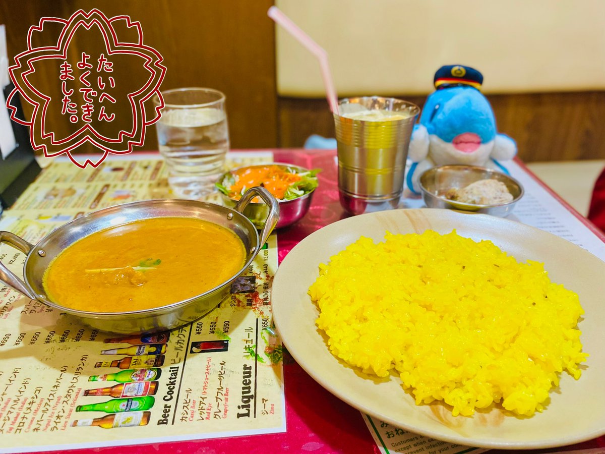 「桜綺麗でした 昼ごはん、インド神にカレー振る舞ってもらうなどした」|無能大佐ももしろ🍑和服ｾｰﾗｰﾅｲｽﾞ仕込み中のイラスト