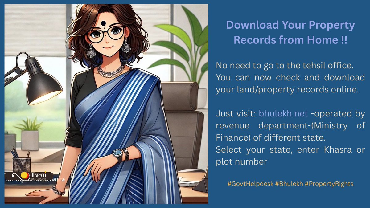 Download Your Property Records from Home !!

No need to go to the tehsil office.
Just visit: bhulekh.net -operated by revenue department-(Ministry of Finance) of different state.
Select your state, enter Khasra or plot number
#GovtHelpdesk #Bhulekh #PropertyRights