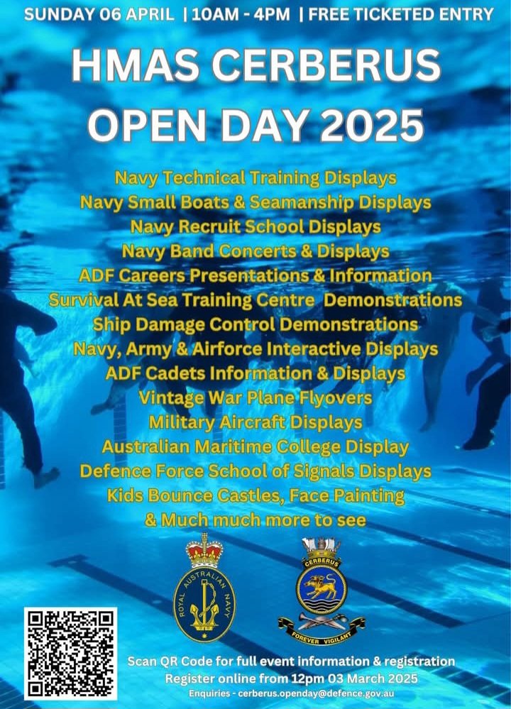 StonyPointLine's tweet image. Take the train to Crib Point for the HMAS Cerberus Open Day tomorrow.

#StonyPointLine #HMASCerberus #ADF #Cerberus