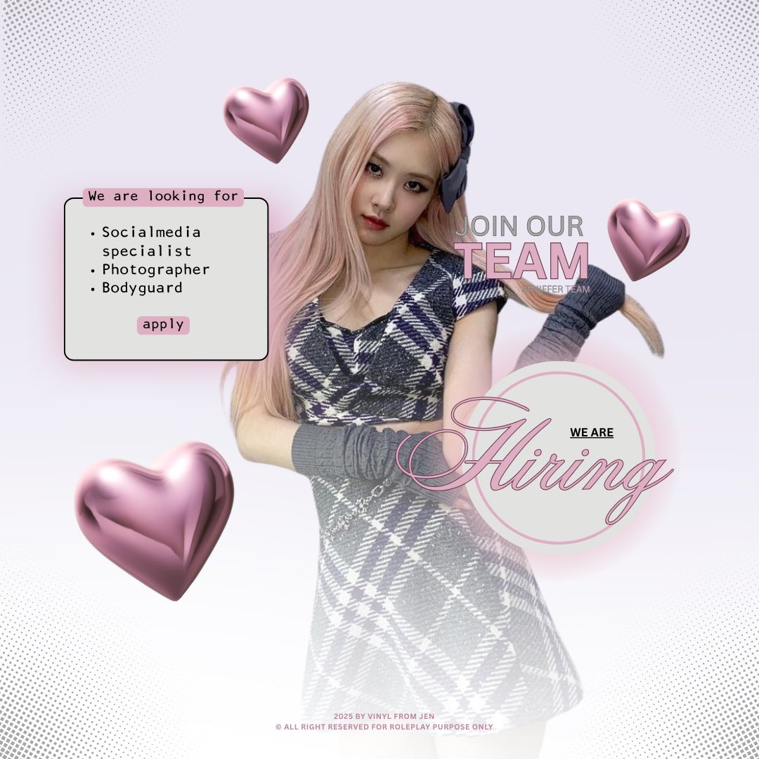 ㅤ

Want to work in music? Be part of an artist’s core team &amp; contribute to live shows, content, tours, and releases?

Now Hiring:

• Social Media Specialist
• Photographer
• Bodyguard

Perks include: endless playlists, late-night nasi goreng, backstage pass to the dream.

ㅤ