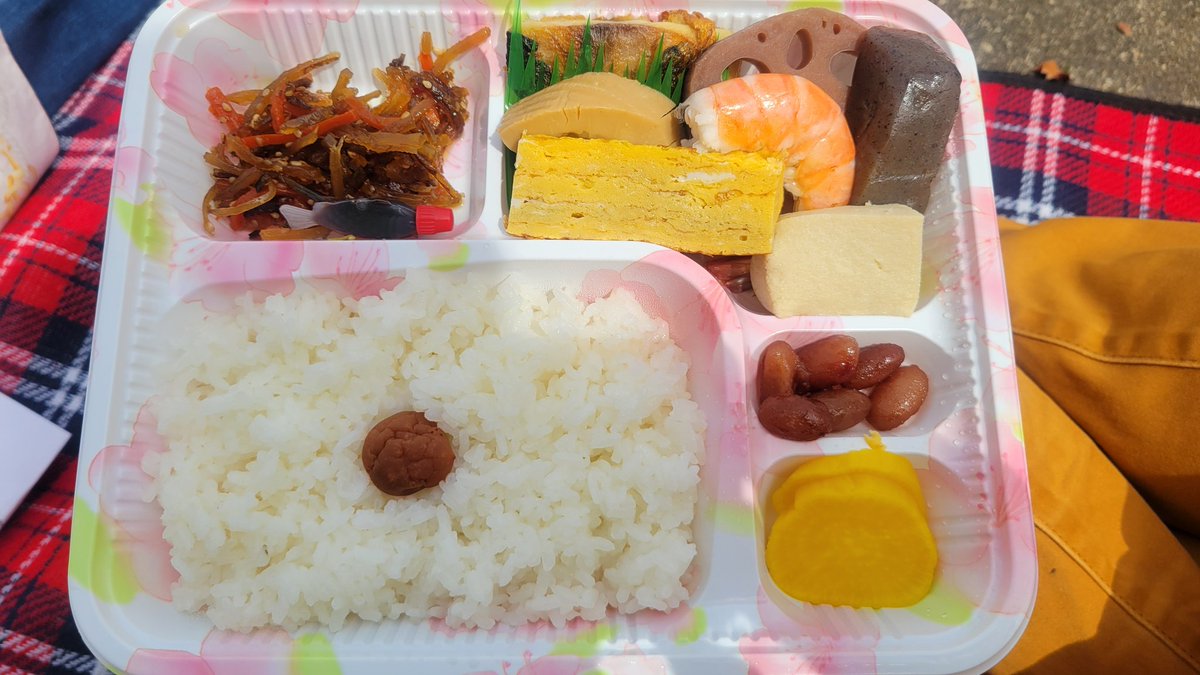 来週から天気下り坂らしいのでサクラ見ながら🌸お弁当🍱😋外で頂くと美味しいね😊🍱