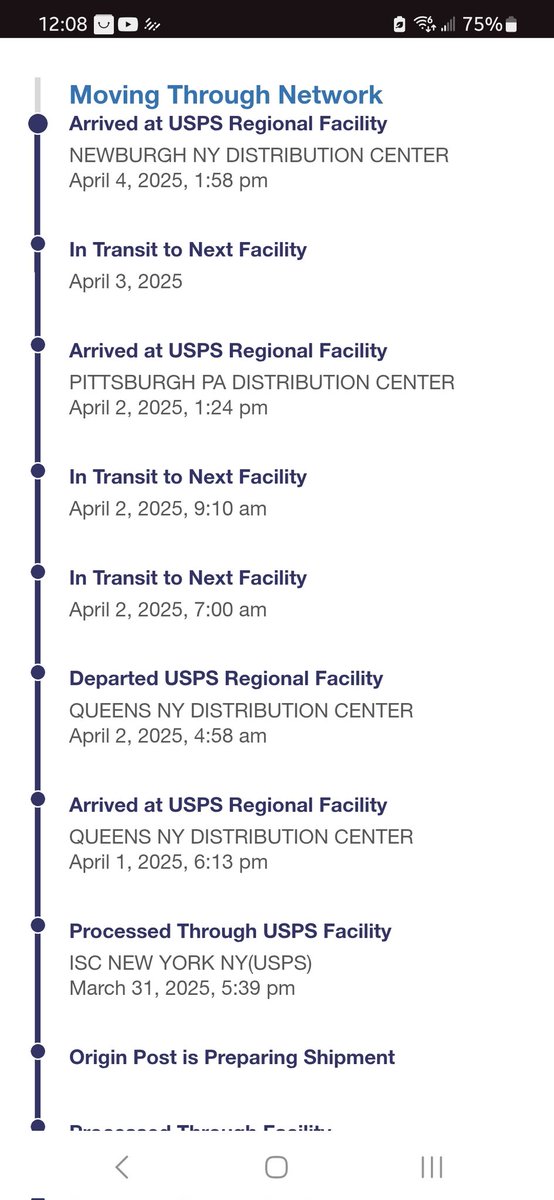 TotCGaming's tweet photo. @USPS @USPSHelp anyone care to tell me why my package was in my region on the 2nd, but then got shipped back up to the NYC area the next day? This is the service our taxes pay for smh... https://t.co/YhbC0tGuYw