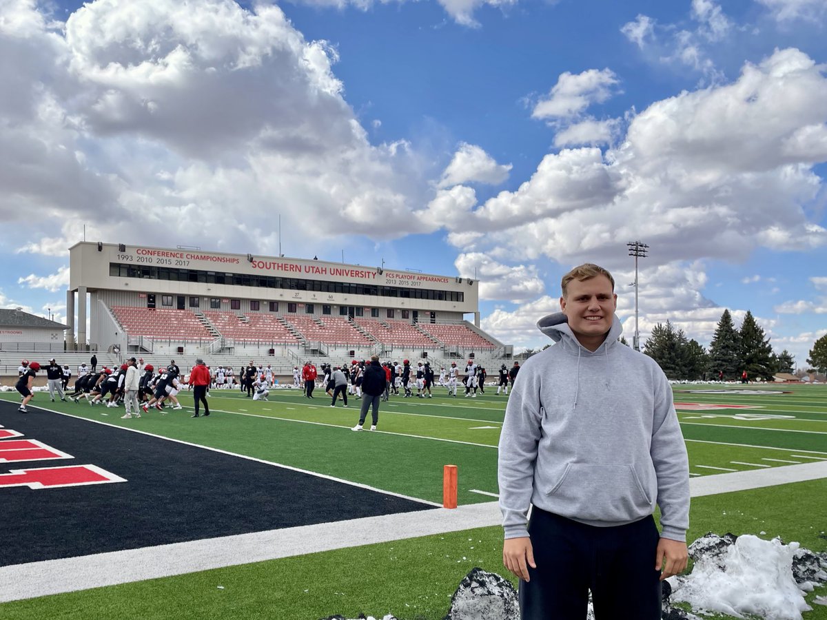 Jaxon Mortenson (@jmort_90) on Twitter photo Big time thanks to <a href="/SUUFB_/">Southern Utah Football</a> @CoachMattTBFB and <a href="/CoachHuntSUU/">Ryan Hunt</a> for having me out today. I had a great time at practice and really enjoyed touring the campus and the facilities. Can’t wait to be back! #RaiseTheHammer
<a href="/kanuch78/">Powerhouse Training - UT</a> <a href="/JohnKelling37/">John A Kelling</a> Big time thanks to <a href="/SUUFB_/">Southern Utah Football</a> @CoachMattTBFB and <a href="/CoachHuntSUU/">Ryan Hunt</a> for having me out today. I had a great time at practice and really enjoyed touring the campus and the facilities. Can’t wait to be back! #RaiseTheHammer
<a href="/kanuch78/">Powerhouse Training - UT</a> <a href="/JohnKelling37/">John A Kelling</a>