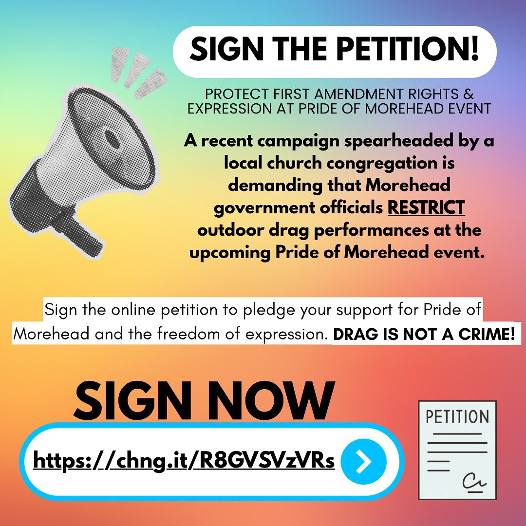 WE NEED YOUR VOICE to protect Pride, protect drag, and protect each other. Sign the petition to protect first amendment rights &amp; expression! 
🔗- chng.it/R8GVSVzVRs