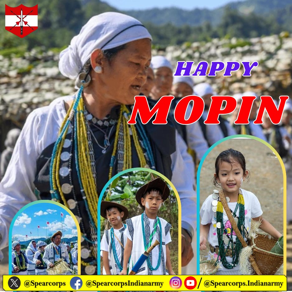 Spearcorps's tweet photo. Lt Gen Abhijit S Pendharkar, GOC #SpearCorps and all ranks convey best wishes on the occasion of #Mopin Festival to the #Galo Community and the people of #ArunachalPradesh.
May this festival bring prosperity and happiness to all.
@adgpi
@easterncomd
@MyGovArunachal
Facebook - https://t.co/3q2RUMG2I3
Instagram - https://t.co/uQHLtZkNj6