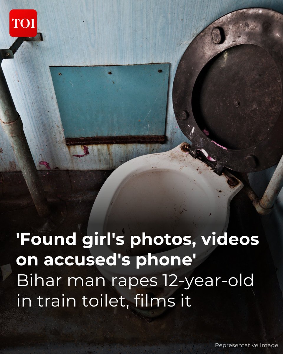 timesofindia's tweet photo. A 12-year-old girl travelling with her family in the AC compartment of an express train was allegedly raped by another passenger in the toilet. 

Know more🔗https://t.co/qyz9ysMfDg
#Bihar https://t.co/S732ycmNPs