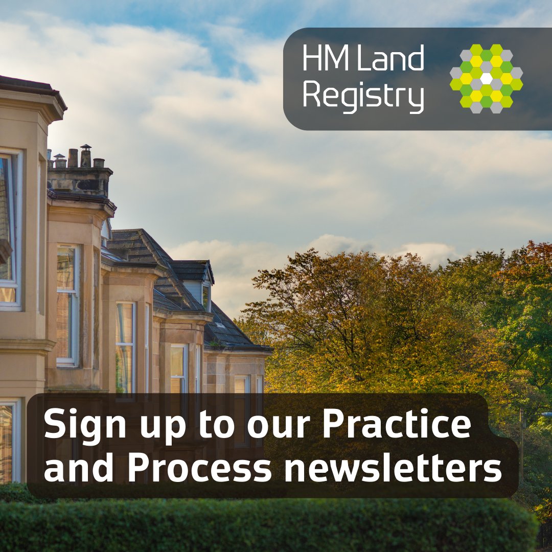 HMLandRegistry's tweet image. Stay up to date with any changes to land registration or HM Land Registry requirements by signing up to our monthly #PracticeAndProcess newsletter. 

Sign up here:
customerhelp.landregistry.gov.uk/subscriptionre…