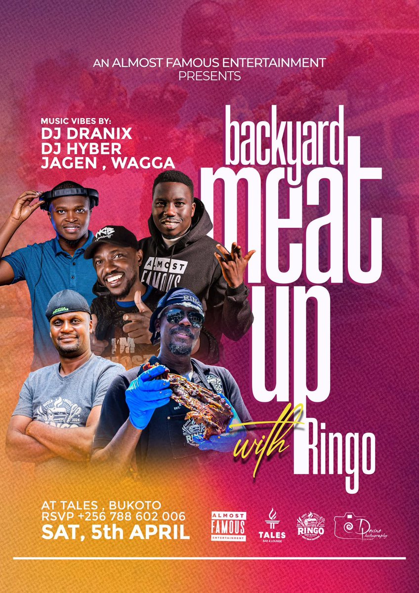DjHyber's tweet photo. Where meat meets music. #BackYardMeatUp TODAY @Taleslounge_kla with @DJ_Dranix @AlmostFamousUG See you all! https://t.co/pkovTd9z1L