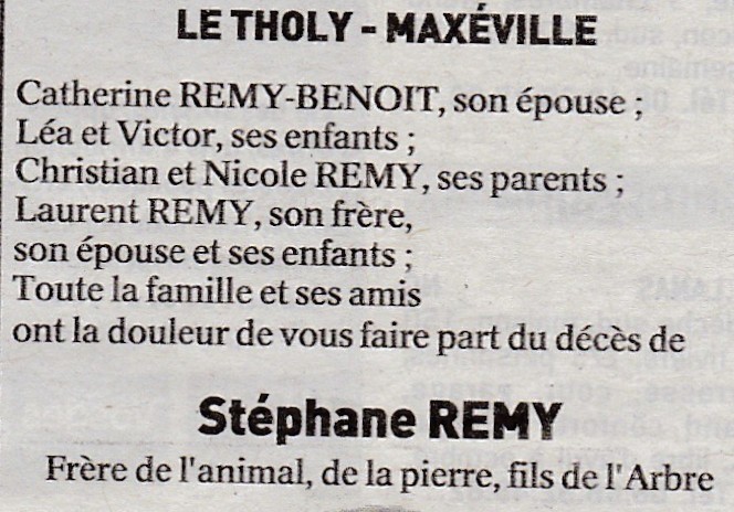 Retour à la nature, Vosges Matin, 13 mars 2020. #avisdedcès