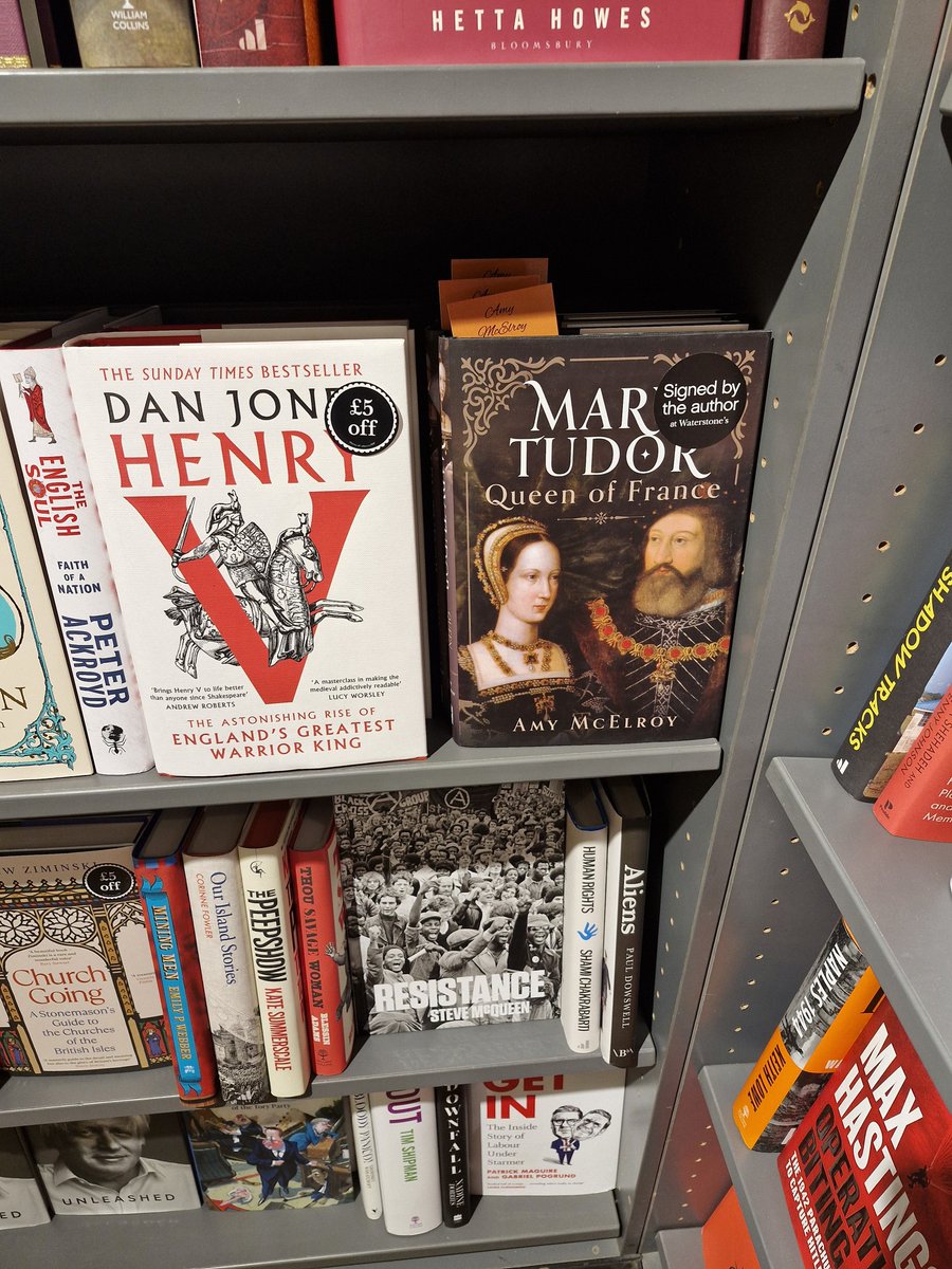 AmyMc_Books's tweet image. If you're around Wolverhampton, I popped in to @WaterstonesWton this morning to sign copies of Mary Tudor, Queen of France. Also happened to be next to a favourite historian of mine on the shelves!