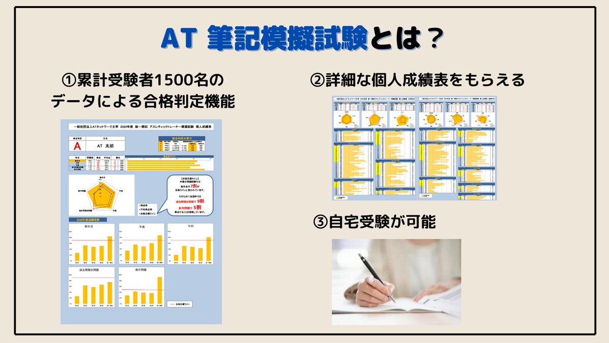 AT__NETWORK's tweet photo. 【旧カリキュラム　AT理論試験対策教材】
新年度のスタートダッシュに!
✅AT 筆記模擬試験 旧カリキュラム対応版
・累計1500名の受験生のデータから合格率を算出
・詳しい解答解説付き
・自宅受験可能
・pdf書籍でタブレットでの勉強が効率化 https://t.co/CMrWHcSBco