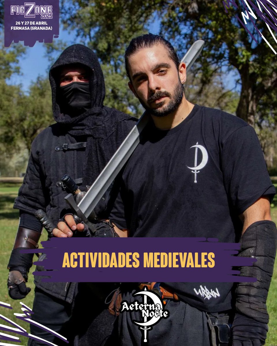 FicZone's tweet photo. Actividades medievales en Ficzone 2025 🏰

Este año contamos con la presencia de Aeterna Nocte, una asociación dedicada a la recreación medieval, el softcombat y la divulgación de la esgrima histórica.  Si alguna vez has soñado con blandir una espada, participar en un torneo o aprender sobre la vida de los caballeros no pierdas la oportunidad de vivir esta experiencia medieval única.

¡Nos vemos en el campo de batalla!

Más info en https://t.co/RPnvqd74En

🗓️ Ficzone 2025 | 26 y 27 de abril en FERMASA (Granada)