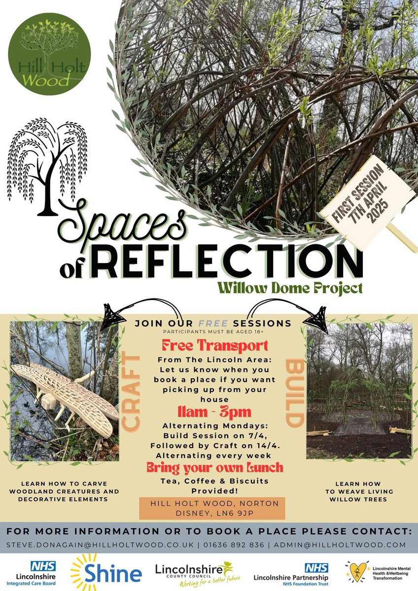 Hill Holt Wood (@hillholtwood) on Twitter photo Thanks to <a href="/Shine_Lincoln/">Shine Lincolnshire</a> we’re back
with a new project. Weave and carve this year’s willow dome 01636 892836 to book your place. Thanks to <a href="/Shine_Lincoln/">Shine Lincolnshire</a> we’re back
with a new project. Weave and carve this year’s willow dome 01636 892836 to book your place.
