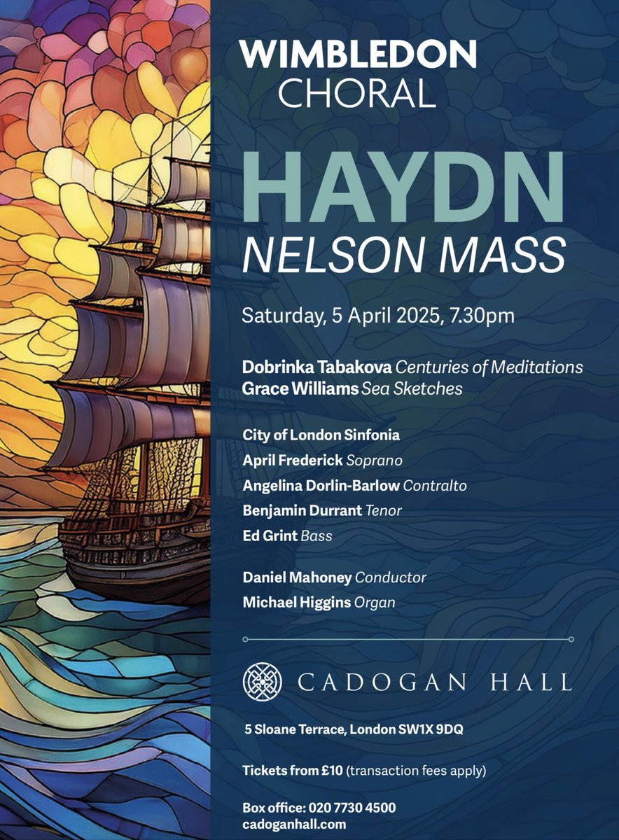 Wimbledon Choral 🎶 (@wimbledonchoral) on Twitter photo TONIGHT! #Haydn’s #NelsonMass, #CenturiesOfMeditations by #DobrinkaTabakova & #SeaSketches by #GraceWilliams. With 150 singers, topnotch soloists, the wonderful <a href="/CityLdnSinfonia/">City of London Sinfonia (CLS)</a>, conducted by <a href="/dmahoneymusic/">Daniel Mahoney</a> in lovely <a href="/cadoganhall/">Cadogan Hall</a>, this is not to be missed cadoganhall.com/whats-on/wimbl… TONIGHT! #Haydn’s #NelsonMass, #CenturiesOfMeditations by #DobrinkaTabakova & #SeaSketches by #GraceWilliams. With 150 singers, topnotch soloists, the wonderful <a href="/CityLdnSinfonia/">City of London Sinfonia (CLS)</a>, conducted by <a href="/dmahoneymusic/">Daniel Mahoney</a> in lovely <a href="/cadoganhall/">Cadogan Hall</a>, this is not to be missed cadoganhall.com/whats-on/wimbl…