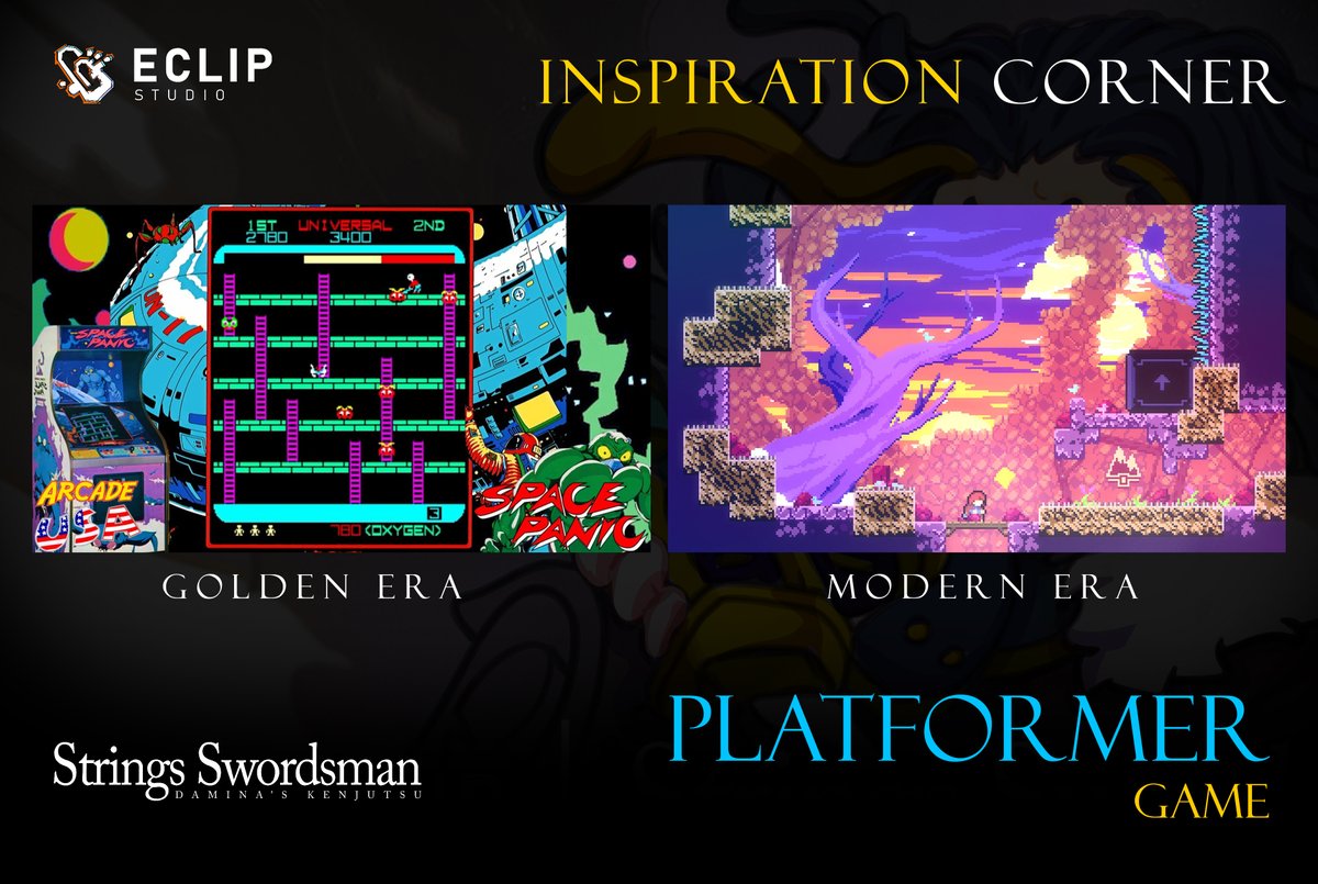 studio_ecl25343's tweet photo. From the pixelated leaps of the '80s (Space Panic, Donkey Kong) to 3D masterpieces (Mario 64) &amp; the indie revival (Hollow Knight, Celeste), the history of platformer games is an epic evolution! 🕹️ What's your all-time favorite platformer? 👇 #GameHistory #Platformer #IndieGames https://t.co/d1Ot3H6aqK