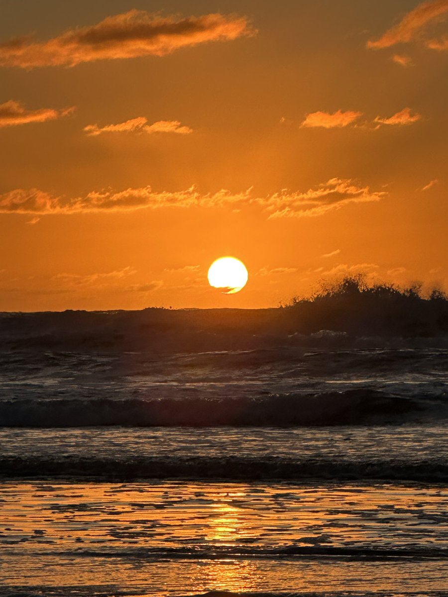 6:56 AM comienza a salir el ☀️ y todo va tomando un color naranja intenso. Por momento las olas tratan de tapar el sol, en ese juego maravilloso. 
Otoño en la playa se disfruta 
Costa Azul - La Paloma - Rocha
<a href="/Uruguay_Natural/">Uruguay Natural</a> <a href="/CancilleriaUy/">Cancillería Uruguay 🇺🇾</a> <a href="/MAmbienteuy/">Ministerio de Ambiente</a>