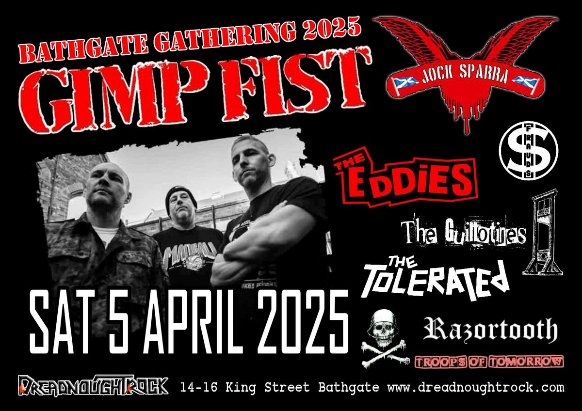 It's G-Day !
The ALL dayer from 2pm today. 
Tickets are still available online to 2pm at dreadnoughtrock.co.uk even for the most last minute of folk but if ye want to go old skool and pay on the door ye can, but will be a couple of shillings more. 

dreadnoughtrock.co.uk