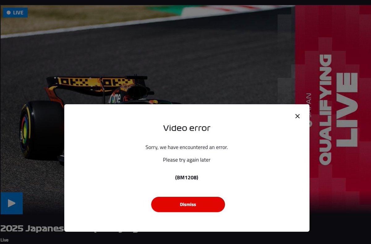 #F1TV broken? TV, Phone and web are not showing qualification. #fail